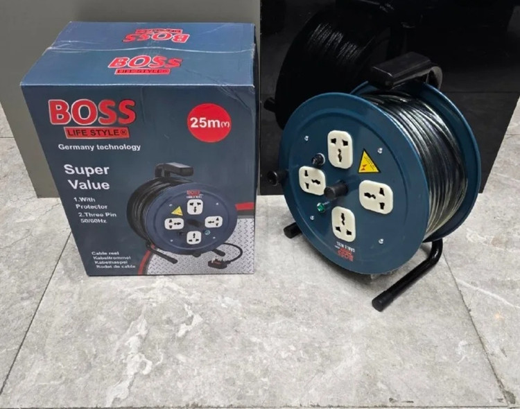 پریزهای قرقره کابل 25متری باس مدل cable25 سیم سیار Boss extension cord sockets