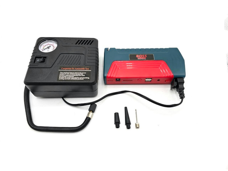 کمپرسور جامپ استارتر و کمپرسور فندکی باس BS123 car air pump detail